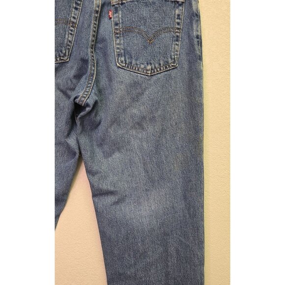 Vintage Levis 550 High-Waisted Blue Jeans Distressed Denim Straight Leg 28" - Picture 7 of 13